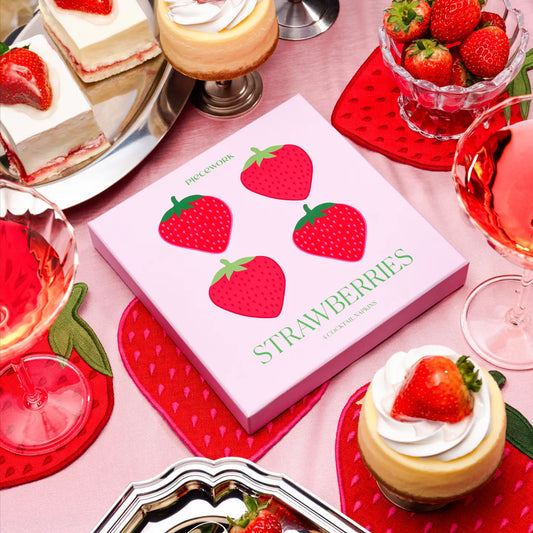 Strawberry Cocktail Napkin, Set of 4
