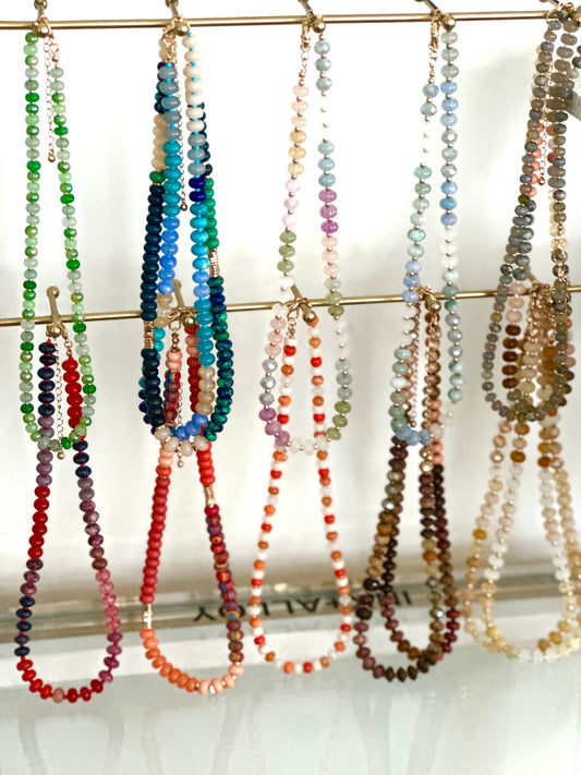 Stone & Glass Beaded Necklace Multi