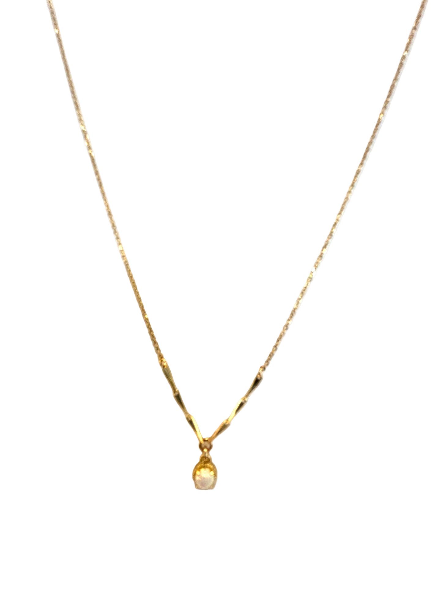 Opal Necklace, Sterling Silver Gold Dipped