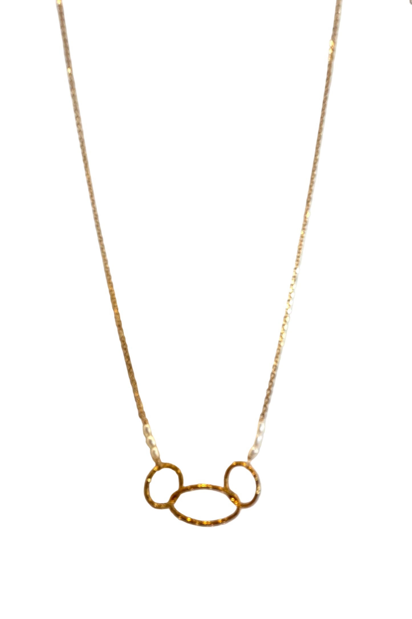 Gold Rings & Pearls Necklace, Sterling Silver Gold Dipped