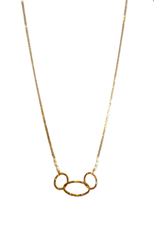 Gold Rings & Pearls Necklace, Sterling Silver Gold Dipped